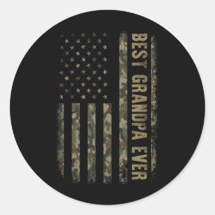 Best Grandpa Ever Camouflage American Flag Father' Classic Round Sticker