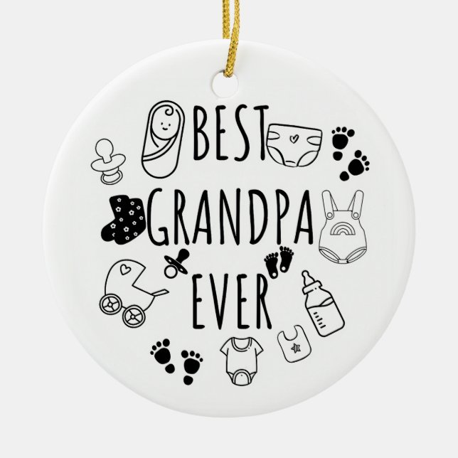 Best grandpa ever ceramic tree decoration (Front)