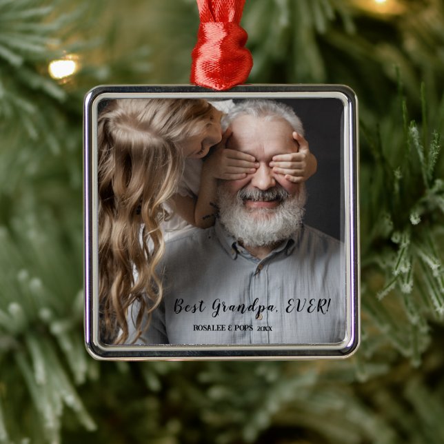 Best Grandpa Ever, Christmas 1 Photo Metal Tree Decoration (Tree)