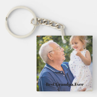 Best Grandpa Ever Custom 2 Photo Double Sided Key Ring