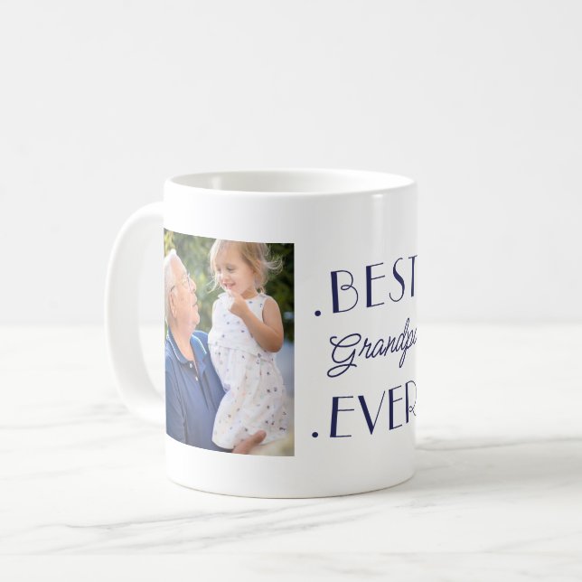 Best Grandpa Ever Custom Grandfather Photo Coffee Mug (Front Left)