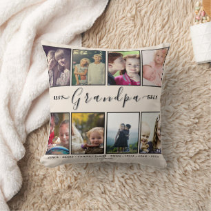 Best Grandpa Ever – Custom Grandkids’ 8 Photo Name Cushion