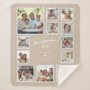 Best Grandpa Ever   Custom Multi Photo Collage  Sherpa Blanket