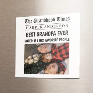 Best Grandpa Ever Custom Newspaper Headline Photo  Magnet