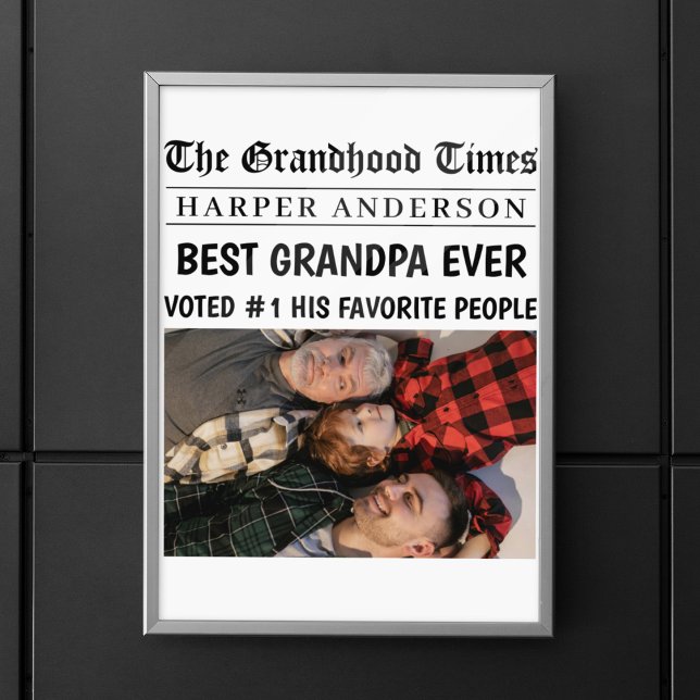 Best Grandpa Ever Custom Newspaper Headline Photo  Poster (Creator Uploaded)