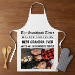 Best Grandpa Ever Custom Newspaper Photo Apron<br><div class="desc">Make Grandpa the star of the kitchen or grill with this fun, personalised newspaper-style apron! Featuring the custom headline “Best Grandpa Ever – Voted #1 By His Favourite People, ” along with his name and a special photo, this apron is both heartwarming and humourous. Perfect for Father’s Day, birthdays, BBQ...</div>