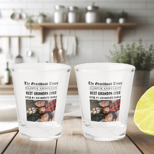 Best Grandpa Ever Custom Newspaper Photo  Shot Glass