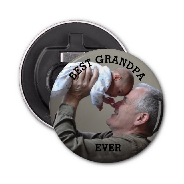 Best Grandpa Ever Custom Photo Create Your Own Bottle Opener (Front)