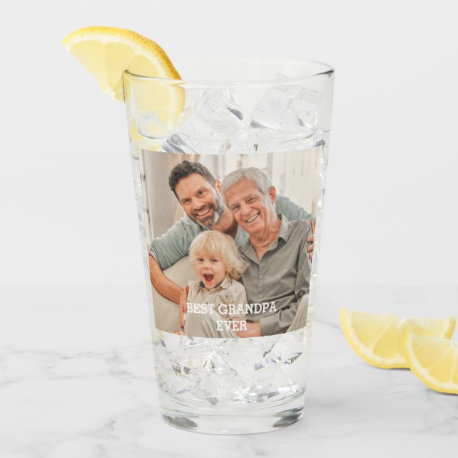 Best Grandpa Ever Custom Photo Create Your Own Glass (Front Ice)