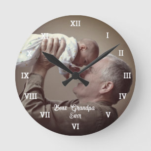 Best Grandpa Ever Custom Photo Create Your Own Pop Round Clock