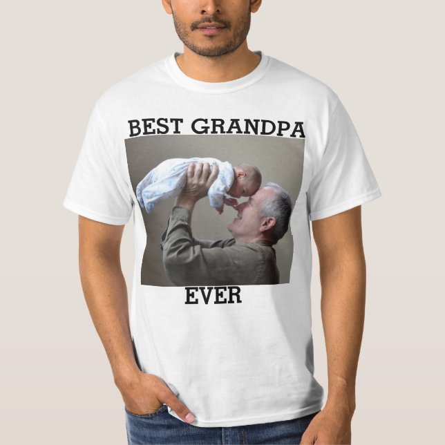 Best Grandpa Ever Custom Photo Create Your Own T-Shirt (Front)