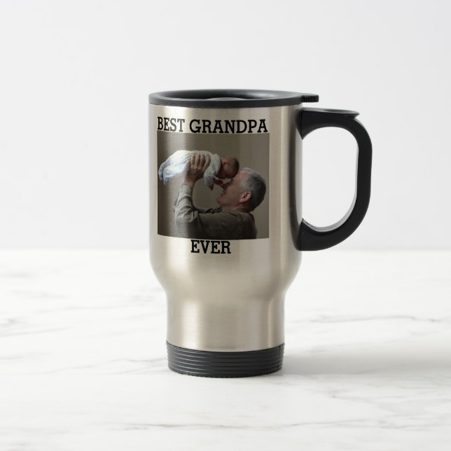 Best Grandpa Ever Custom Photo Create Your Own Travel Mug (Right)