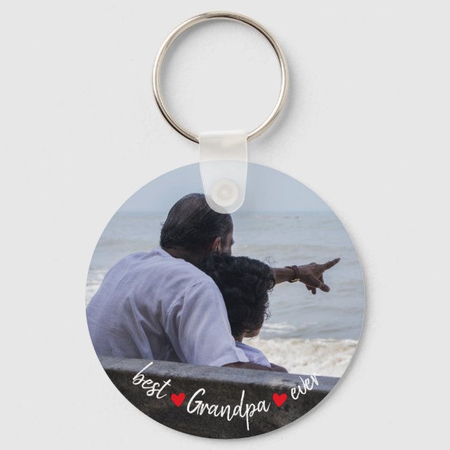 Best Grandpa Ever Custom Photo Key Ring (Front)