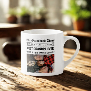 Best Grandpa Ever Custom Photo Newspaper Headline  Espresso Cup
