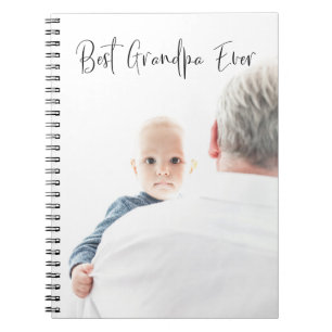 Best Grandpa Ever Custom Photo Script Modern Notebook