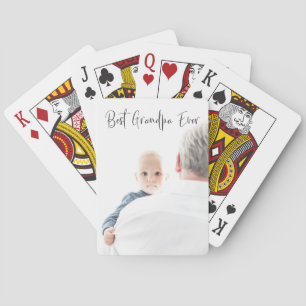 Best Grandpa Ever Custom Photo Script Modern  Playing Cards