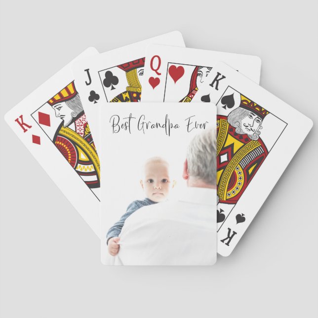 Best Grandpa Ever Custom Photo Script Modern  Playing Cards (Back)