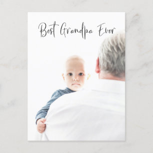 Best Grandpa Ever Custom Photo Script Modern  Postcard