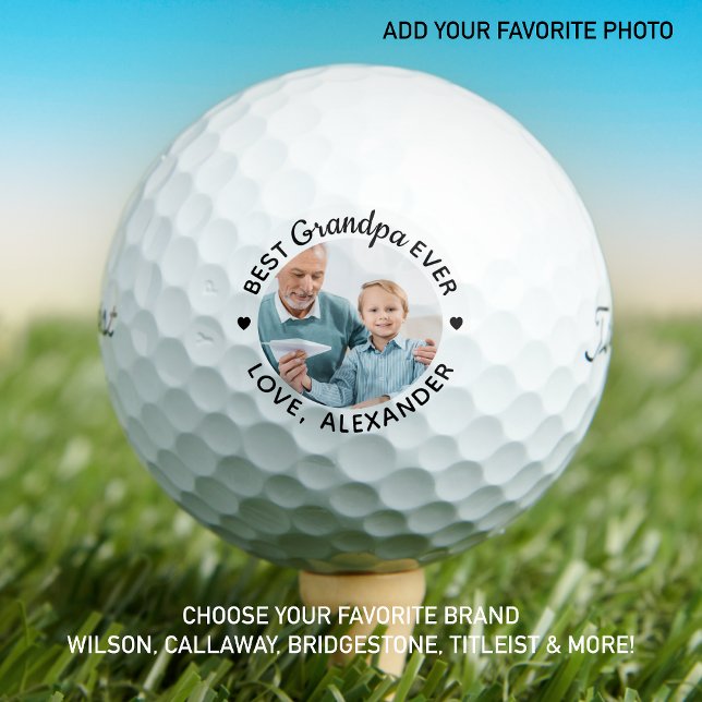 Best Grandpa Ever Custom Photo Titleist Golf Balls (Creator Uploaded)