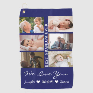 Best Grandpa Ever Custom Photos Grandchildren Name Golf Towel