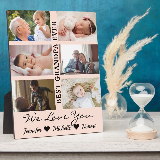 Best Grandpa Ever Custom Photos Grandchildren Name Plaque (Side)
