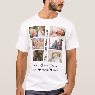 Best Grandpa Ever Custom Photos Grandchildren Name T-Shirt
