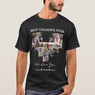 Best Grandpa Ever Custom Photos Grandchildren Name T-Shirt