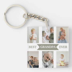 Best Grandpa Ever Custom Photos Keychain