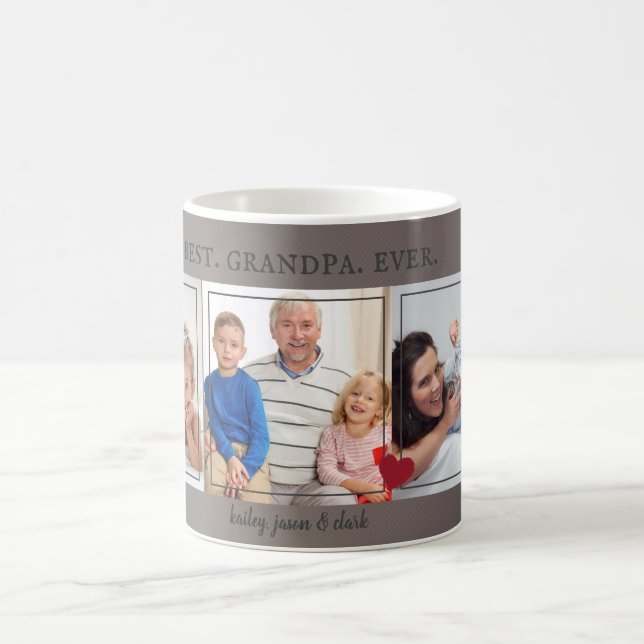 Best Grandpa Ever Dad Birthday Gift Custom Photo Coffee Mug (Center)