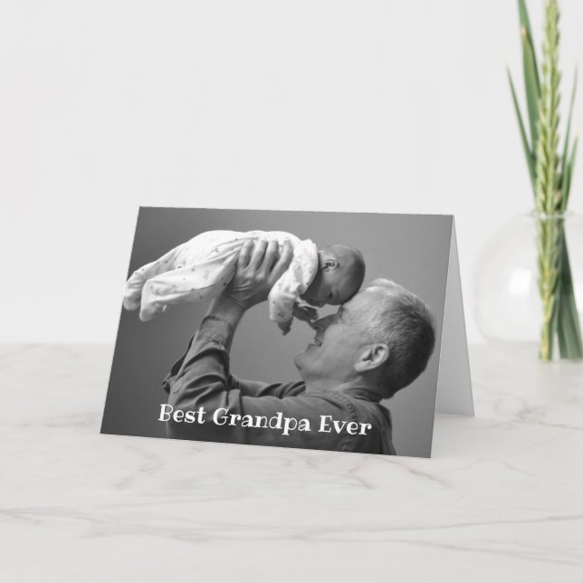 Best Grandpa Ever Family photo Grandchild Grandad Card (Front)