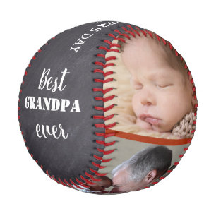 Best Grandpa Ever Father's Day 3 Photo Chalkboard Baseball