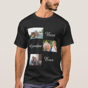 Best Grandpa Ever Father's Day 3 Photo Collage  T-Shirt
