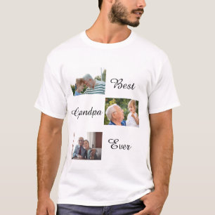 Best Grandpa Ever Father's Day 3 Photo Collage  T-Shirt