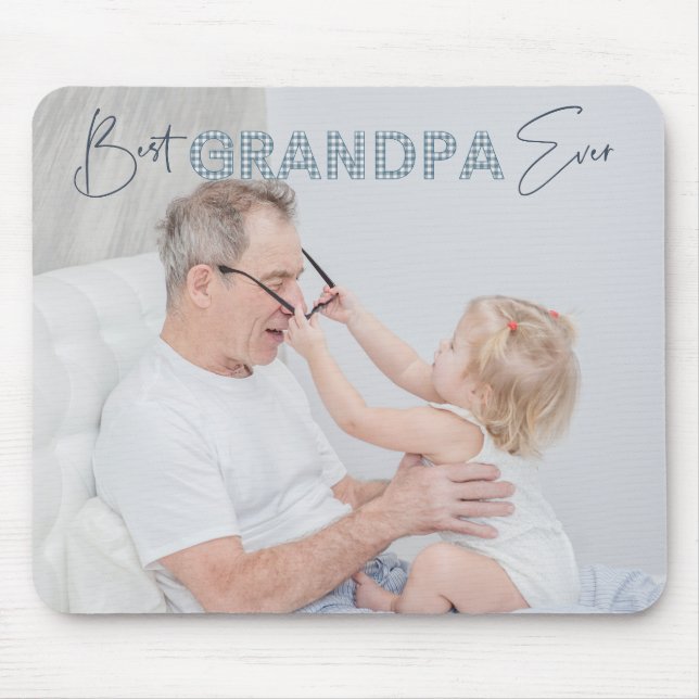 Best Grandpa Ever Father's Day Dusty Blue Photo Mouse Mat (Front)