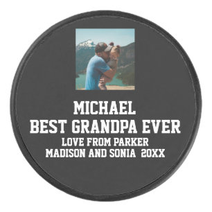 Best Grandpa Ever Fathers Day Hockey Puck
