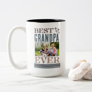 Best Grandpa Ever Father's Day Photo Collage Gift Two-Tone Coffee Mug