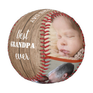 Best Grandpa Ever Father's Day Photo Collage Wood Baseball
