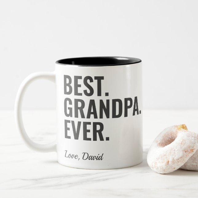 Best. Grandpa . Ever. Father's Day Photo Two-Tone Coffee Mug (With Donut)
