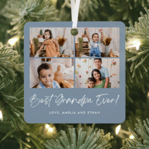 Best Grandpa Ever Four Photo Metal Tree Decoration