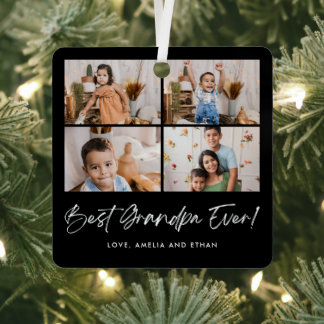 Best Grandpa Ever Four Photo Metal Tree Decoration