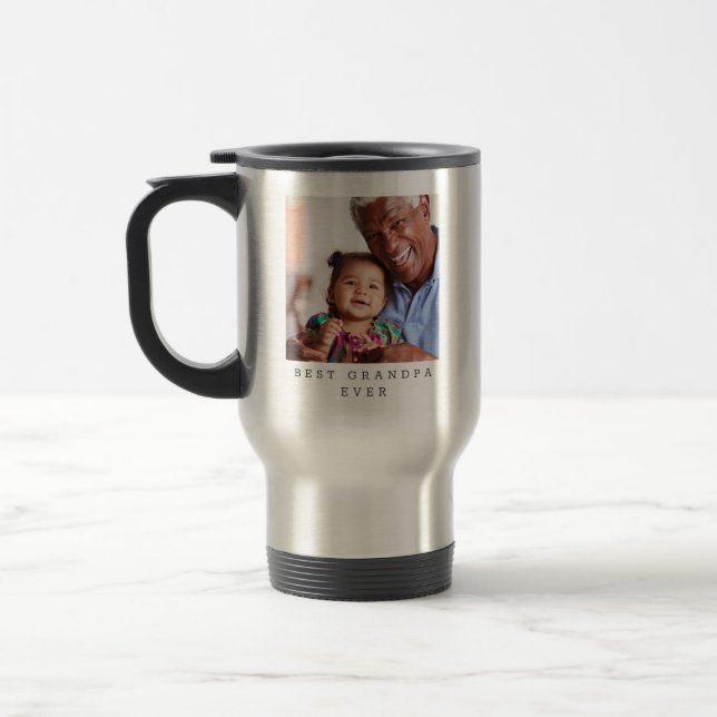 Best Grandpa Ever Full Photo Personalised Travel Mug (Left)