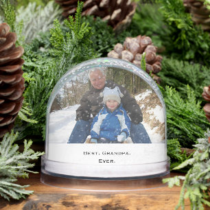 Best Grandpa Ever Fun Family Photo Typography Text Snowglobe