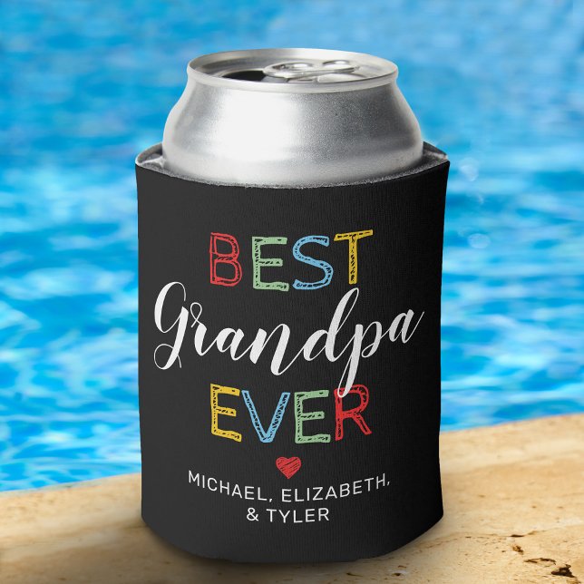 Best Grandpa Ever Gift 4 Photo Can Cooler (Creator Uploaded)