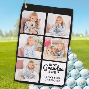 Best GRANDPA Ever - Golfer - Personalised 5 Photo Golf Towel