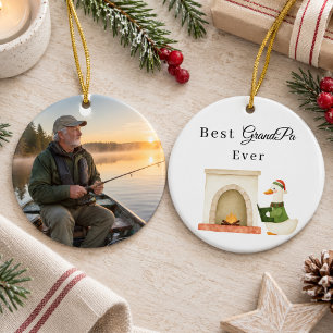 Best GrandPa Ever Goose Photo Ceramic Tree Decoration
