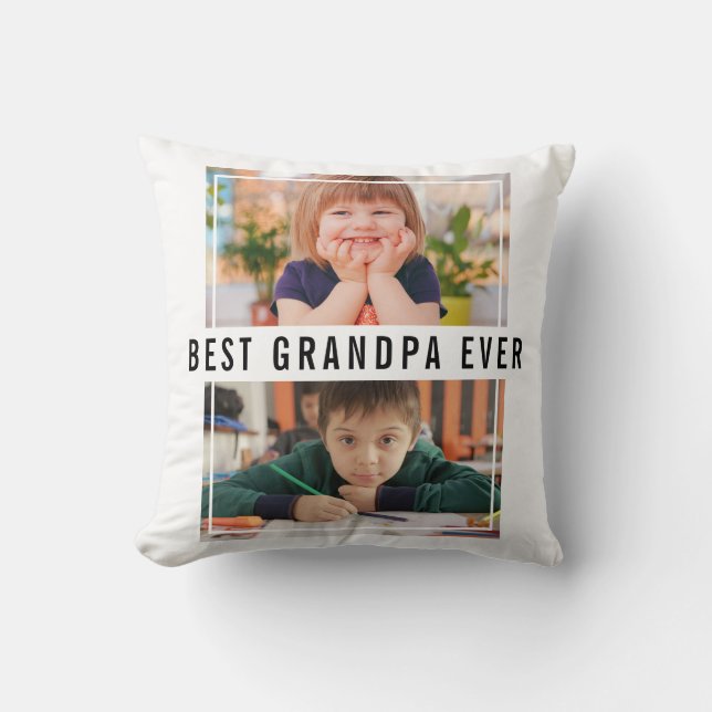 Best Grandpa Ever Grandchildren 2 Photo Collage Cushion (Front)