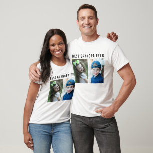 Best Grandpa Ever Grandchildren 2 Photo Collage T-Shirt
