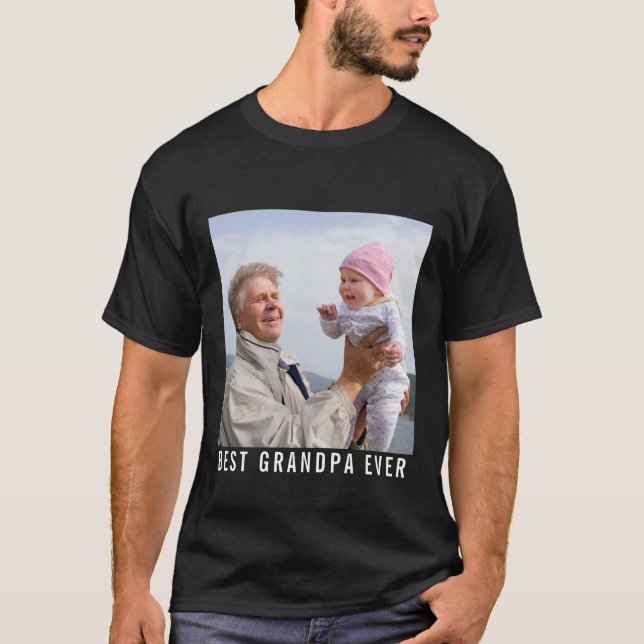 Best Grandpa Ever Grandfather And Baby Photo Black T-Shirt (Front)