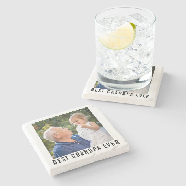 Best Grandpa Ever Grandfather And Baby Photo    Stone Coaster (Side)