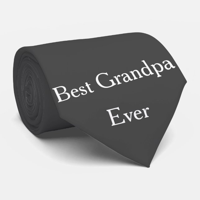 Best Grandpa Ever Grandfather Dark Grey Custom Tie (Rolled)